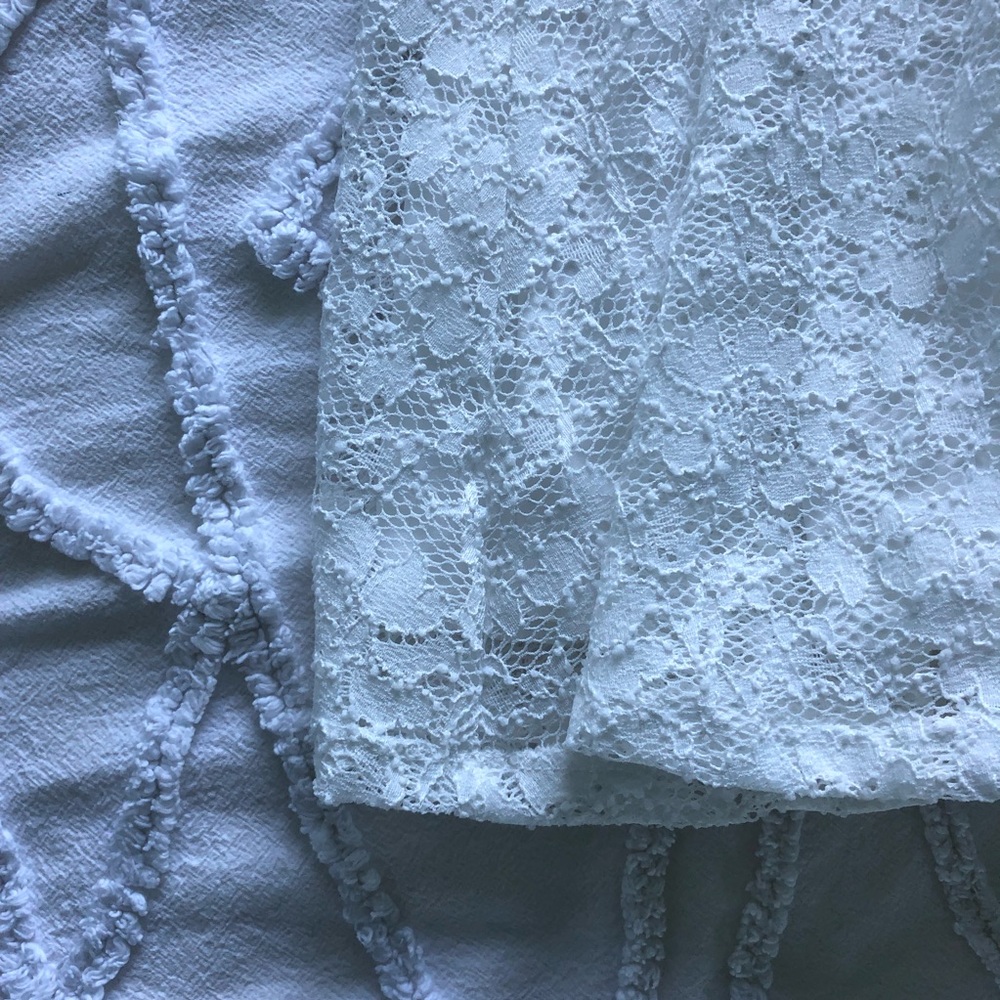 Nordstrom White Lace High Neck Skater Dress Nwot View 3